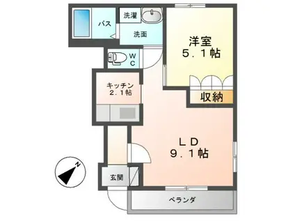 ＪＲ鹿島線 鹿島神宮駅 徒歩25分 2階建 築17年(1LDK/1階)の間取り写真