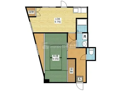 横内マンション(1LDK/1階)の間取り写真