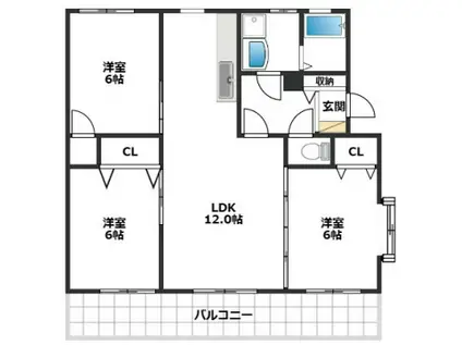 サンライフ藤(3LDK/1階)の間取り写真