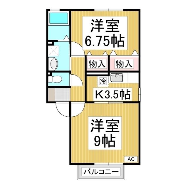 セジュールS・K(2K/2階)の間取り写真