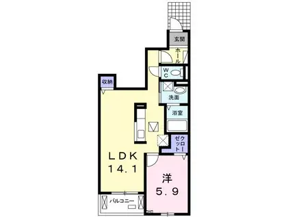 ブルーミンハイム(1LDK/1階)の間取り写真