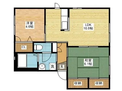 バリュージュ RYO C棟(2LDK/2階)の間取り写真