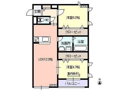 ジラソーレM(2LDK/2階)の間取り写真