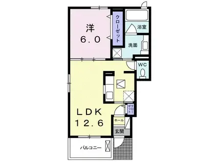 プランドール松富I(1LDK/1階)の間取り写真