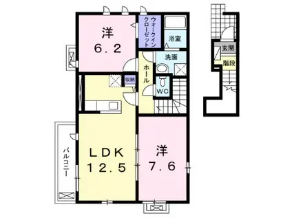 プラシード(2LDK/2階)の間取り写真