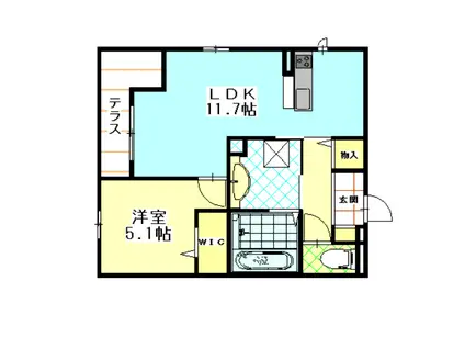 カーサ ベルシー(1LDK/1階)の間取り写真