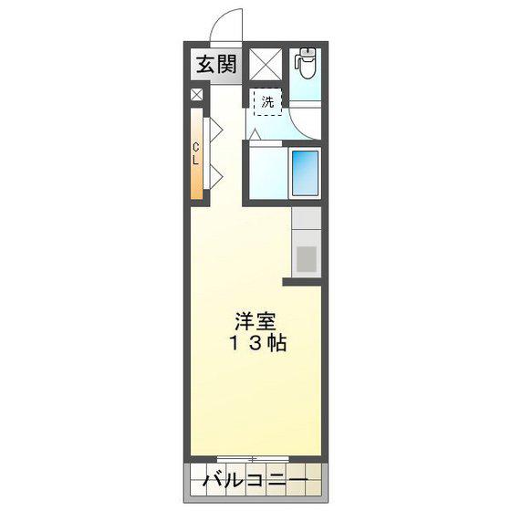 カーサ新町(1K/2階)の間取り写真