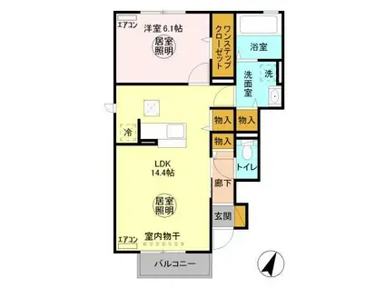 コンフォール千現IIA(1LDK/1階)の間取り写真