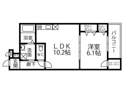 サングリーンパレス(1LDK/3階)の間取り写真