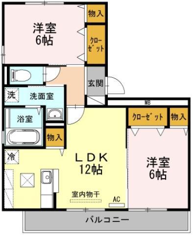 グランパルク(2LDK/2階)の間取り写真