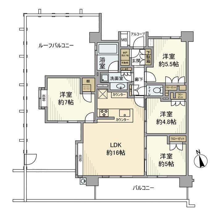 アーデル原木中山(4LDK/8階)の間取り写真