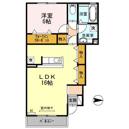 グリーン ノエルB棟(1LDK/1階)の間取り写真