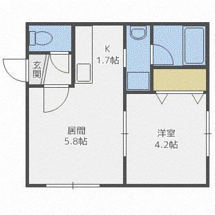 アズーリ中の島壱番館(1LDK/1階)の間取り写真
