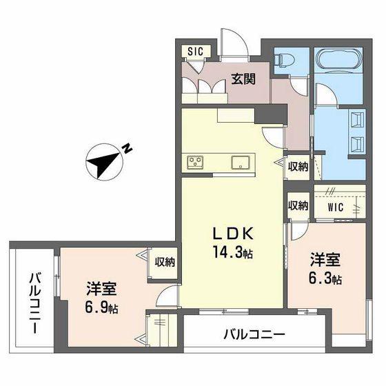 ALLUME(2LDK/4階)の間取り写真
