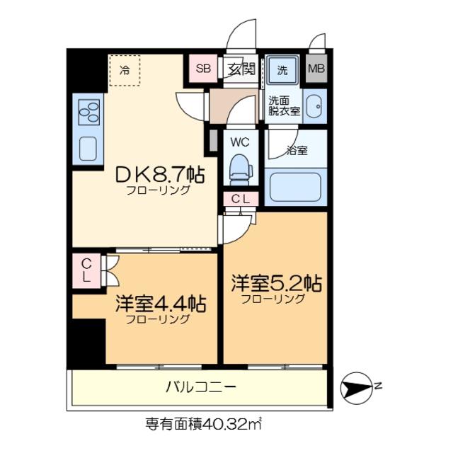 ALIVIS五反野(2DK/9階)の間取り写真