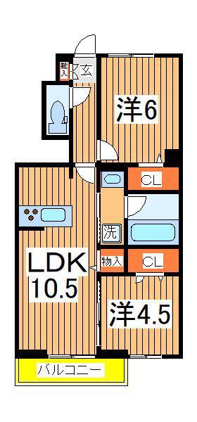 ラプエルタ(2LDK/1階)の間取り写真