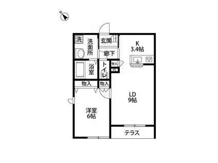 APRICOT GARDEN(1LDK/1階)の間取り写真