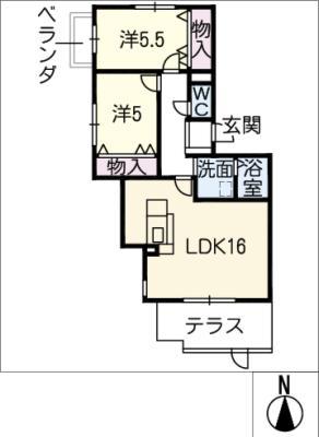 ウィステリア社が丘(2LDK/2階)の間取り写真