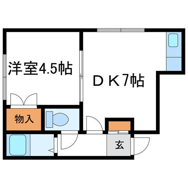 ウイングN15(1DK/4階)の間取り写真
