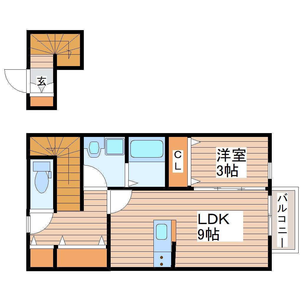 ピュアランド岩切(1LDK/2階)の間取り写真