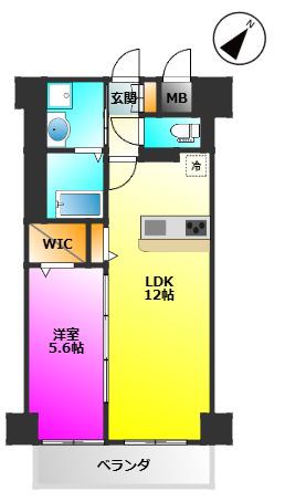 ル・シエール清水(1LDK/12階)の間取り写真