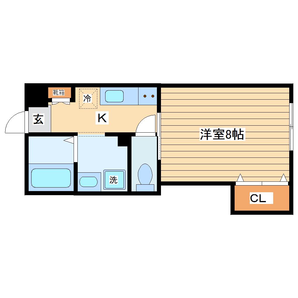 アスコット一本杉I(1K/1階)の間取り写真