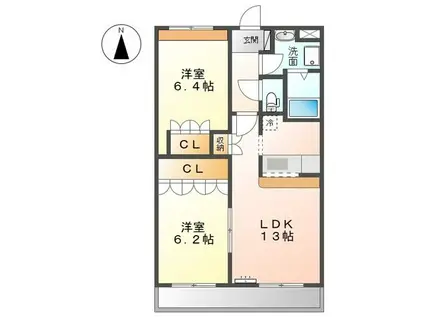 グレイスヴィラ(2LDK/2階)の間取り写真