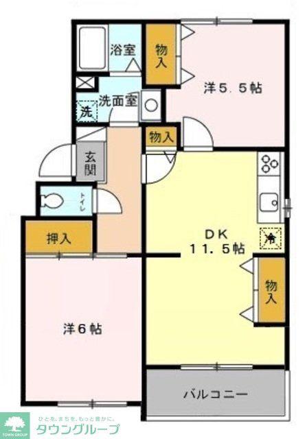 グリーンパークマルオカ(2LDK/2階)の間取り写真