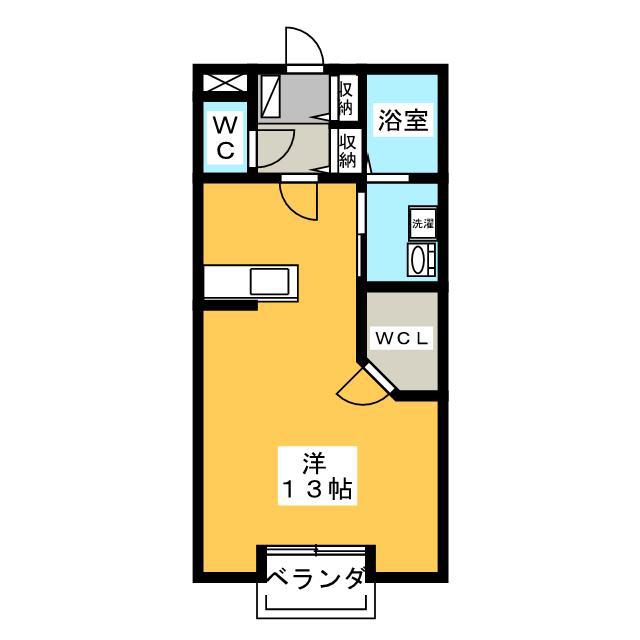 プロモントリー(ワンルーム/1階)の間取り写真