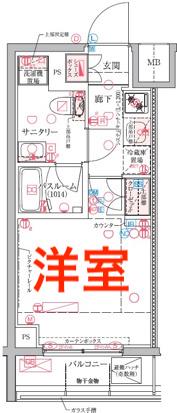 クレヴィスタ横浜関内(1K/2階)の間取り写真