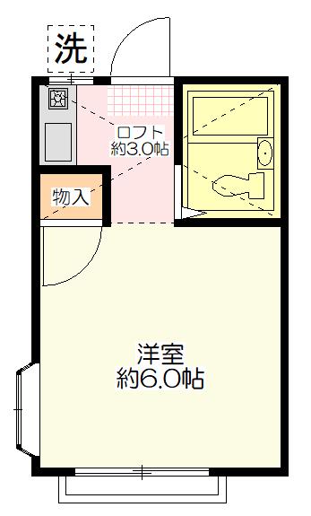 富士ハイツ(ワンルーム/2階)の間取り写真