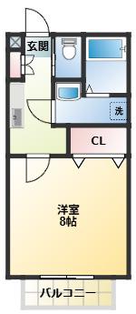 プライムテスタ(1K/2階)の間取り写真