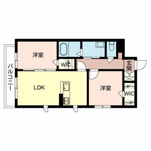 シャーメゾン岩出清水(2LDK/2階)の間取り写真