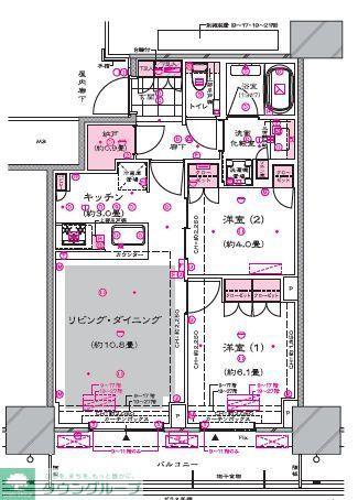 ドレッセタワー新綱島(2LDK/23階)の間取り写真