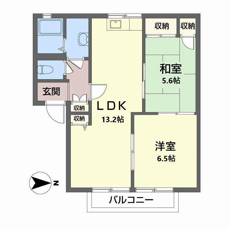 コーポN(2LDK/1階)の間取り写真