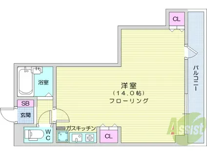 グランテラス柏木(ワンルーム/4階)の間取り写真