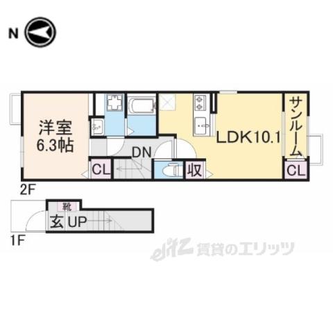 スターチス(1LDK/2階)の間取り写真