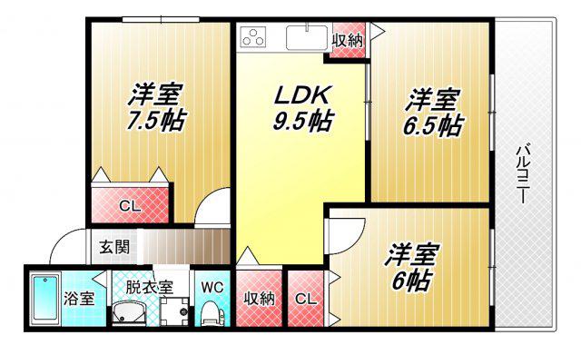 アプトシティ八尾(3LDK/2階)の間取り写真
