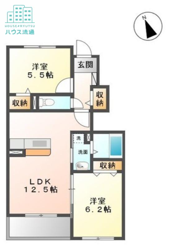 フォローウィン参番館(2LDK/1階)の間取り写真