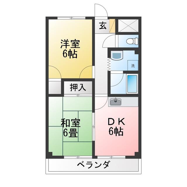 サンロード蕨(2DK/2階)の間取り写真