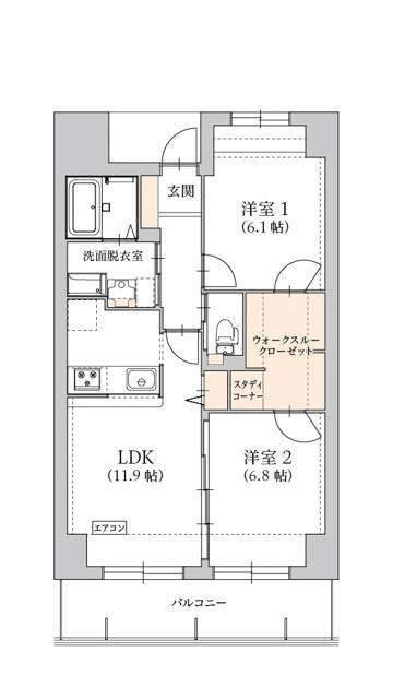グラン トガリーゼ(2LDK/7階)の間取り写真
