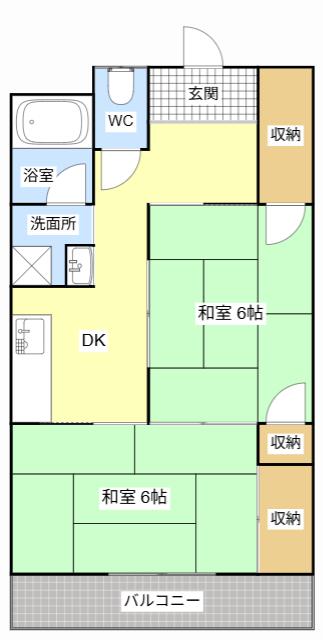高橋ハイツ(2DK/1階)の間取り写真
