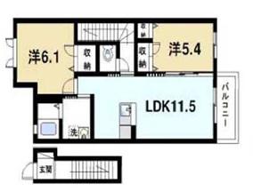 シャーメゾン富堂(2LDK/2階)の間取り写真