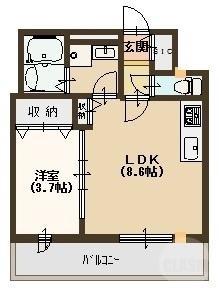 ブラン シェトワ(1LDK/2階)の間取り写真