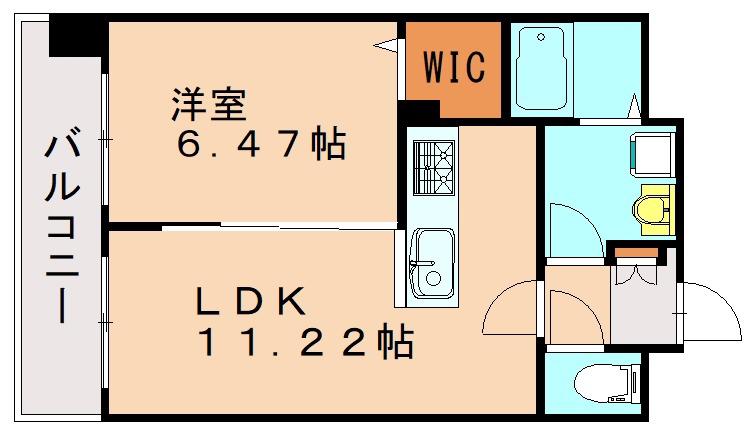 CENTER MARK三萩野(1LDK/5階)の間取り写真
