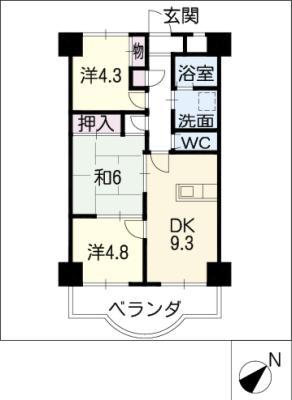 天神山マンションI号館(3DK/7階)の間取り写真
