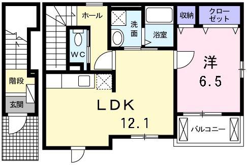 サンライズ・イースト(1LDK/2階)の間取り写真