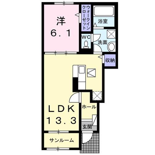 ベルフォーレ(1LDK/1階)の間取り写真