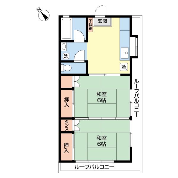 ハイツ瀧口(2DK/2階)の間取り写真