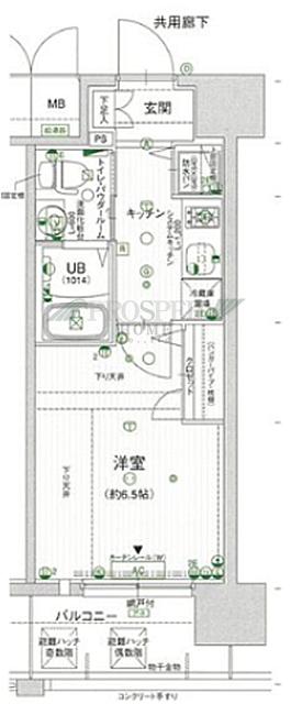 エスリード谷町6丁目(1K/10階)の間取り写真